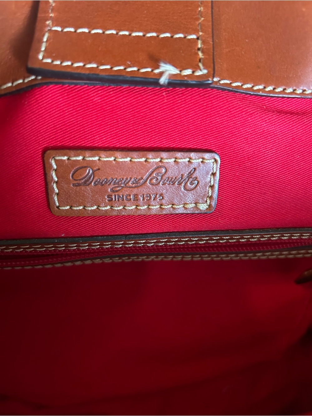 Dooney & Bourke Teal Pebbled Leather Tote with Brown Trim - Picture 5 of 9